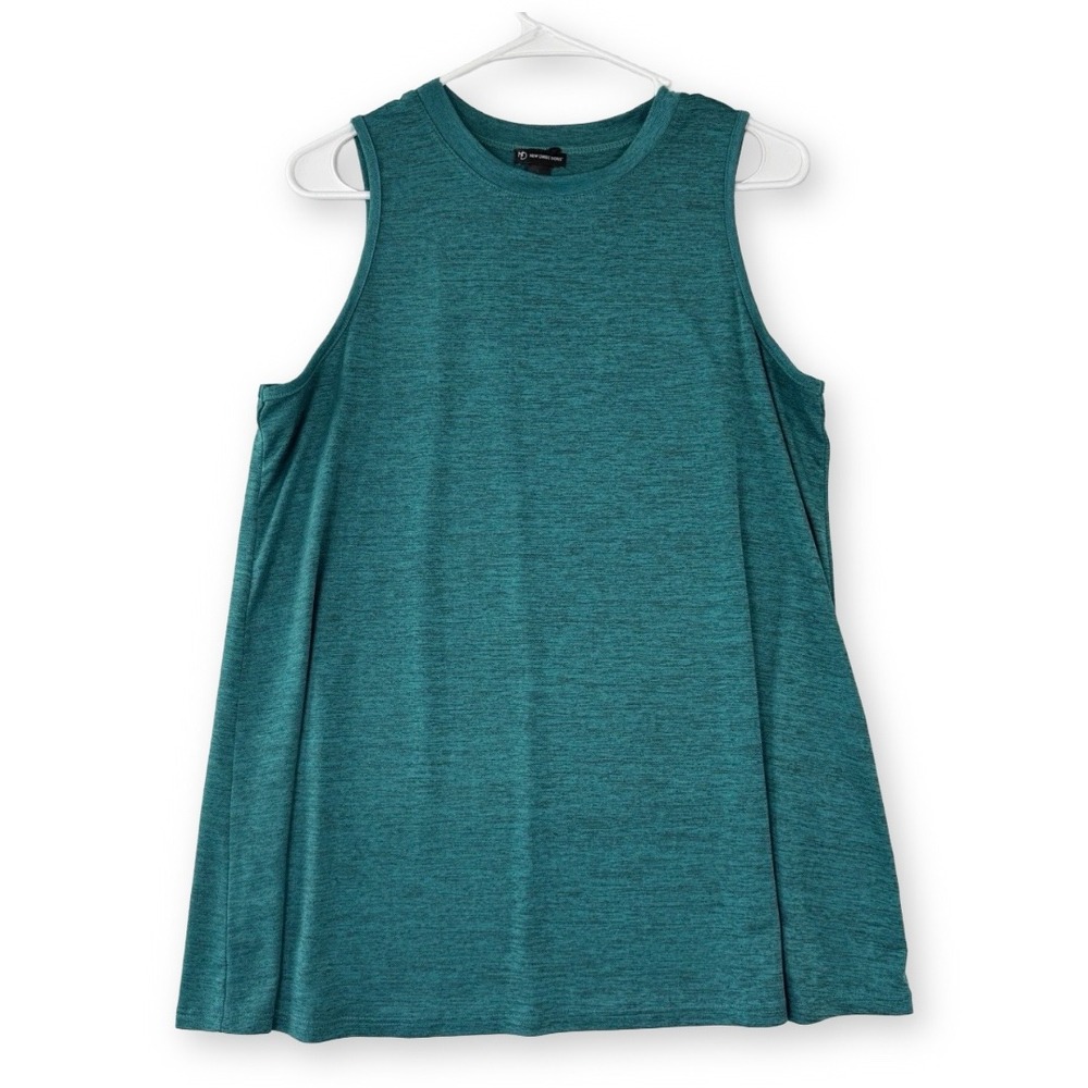 New Directions Sleeveless Top Womens L Large Teal Stretch Round Neck
